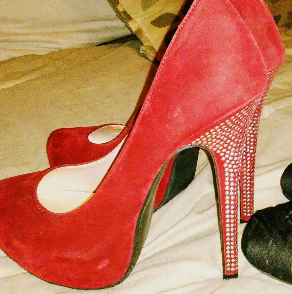 Sexy red studded heels